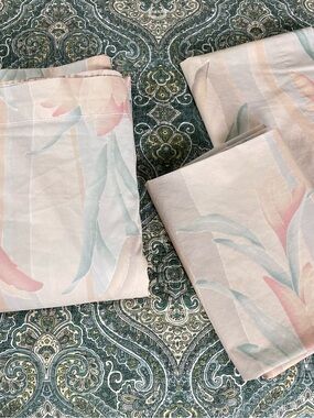 Floral Pastel Vintage Sheet Set - Soft Pink & Mint Tulips